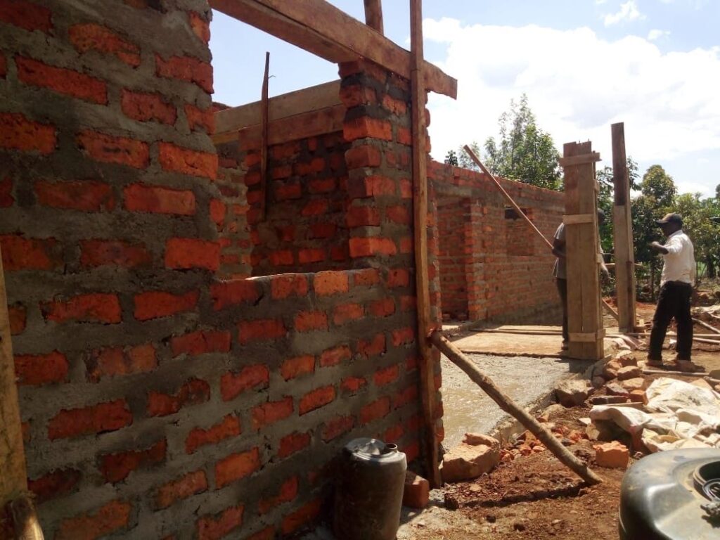 Columns and brick walls being completed