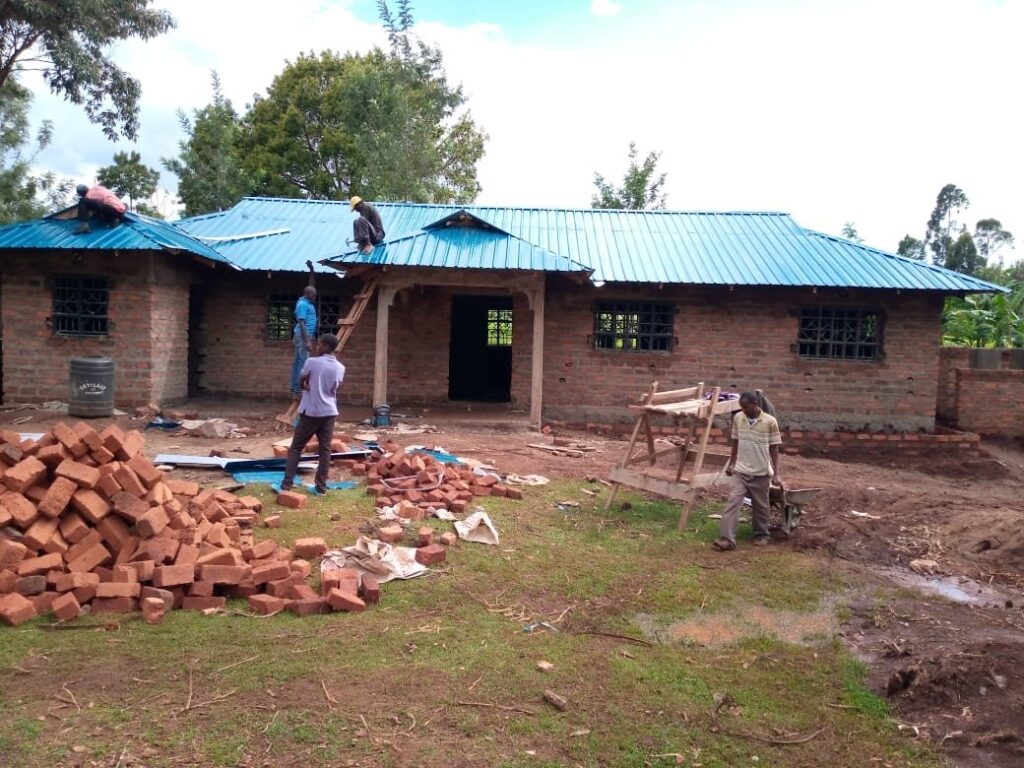 Metal roofing being installed on the new home