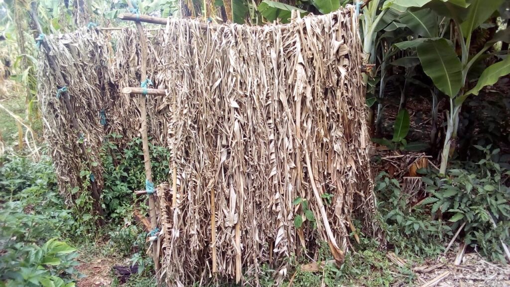 Exterior of the makeshift bathroom previously used by the children