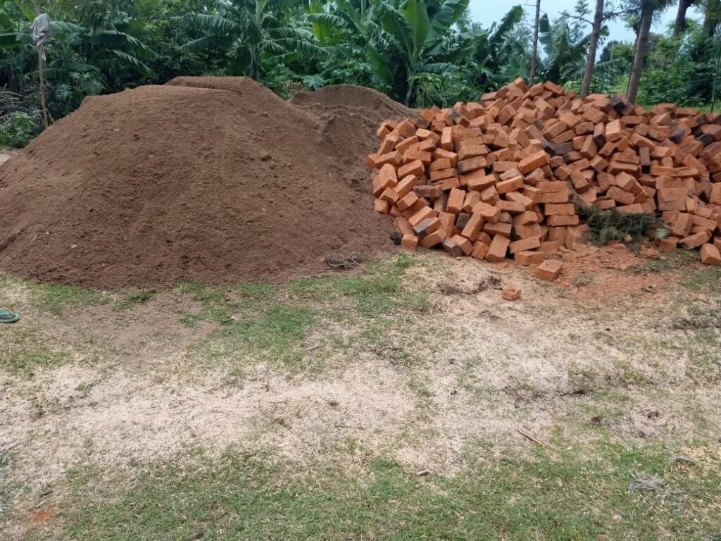 Building materials prepared for construction of the new home